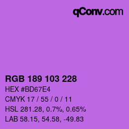 カラーコード: RGB 189 103 228 | qconv.com