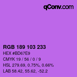 Color code: RGB 189 103 233 | qconv.com