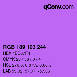 颜色代码: RGB 189 103 244 | qconv.com