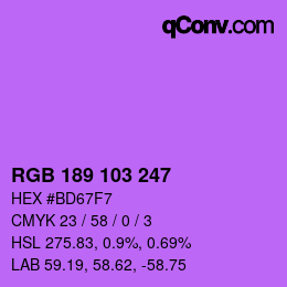 カラーコード: RGB 189 103 247 | qconv.com
