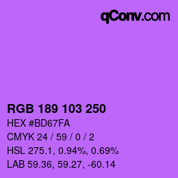 カラーコード: RGB 189 103 250 | qconv.com