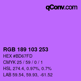 カラーコード: RGB 189 103 253 | qconv.com