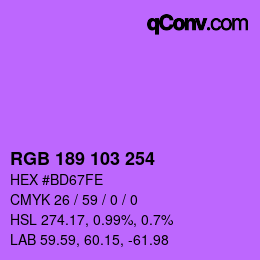 颜色代码: RGB 189 103 254 | qconv.com
