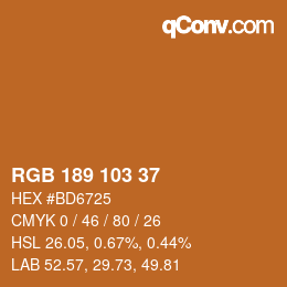 カラーコード: RGB 189 103 37 | qconv.com