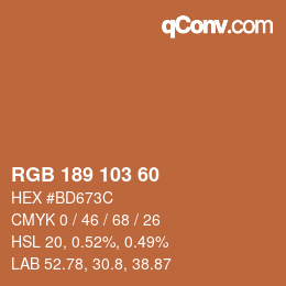 カラーコード: RGB 189 103 60 | qconv.com