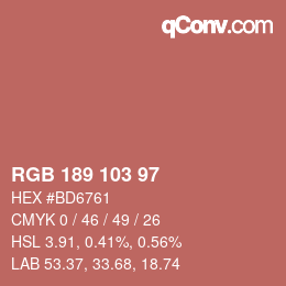 カラーコード: RGB 189 103 97 | qconv.com