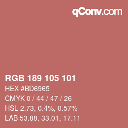 Color code: RGB 189 105 101 | qconv.com