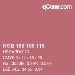 カラーコード: RGB 189 105 115 | qconv.com
