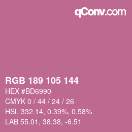 カラーコード: RGB 189 105 144 | qconv.com