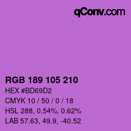颜色代码: RGB 189 105 210 | qconv.com