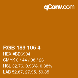カラーコード: RGB 189 105 4 | qconv.com