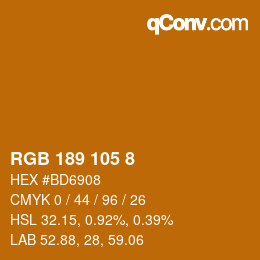 カラーコード: RGB 189 105 8 | qconv.com