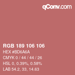 Color code: RGB 189 106 106 | qconv.com