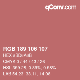 Color code: RGB 189 106 107 | qconv.com