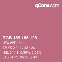 Color code: RGB 189 106 128 | qconv.com