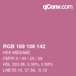 Color code: RGB 189 106 142 | qconv.com