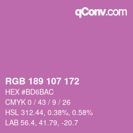 Color code: RGB 189 107 172 | qconv.com