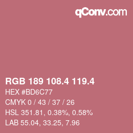 カラーコード: RGB 189 108.4 119.4 | qconv.com