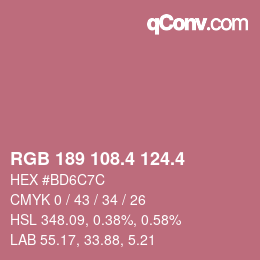 カラーコード: RGB 189 108.4 124.4 | qconv.com