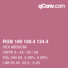 カラーコード: RGB 189 108.4 134.4 | qconv.com