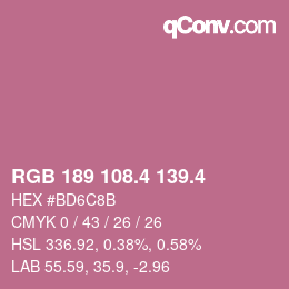 カラーコード: RGB 189 108.4 139.4 | qconv.com