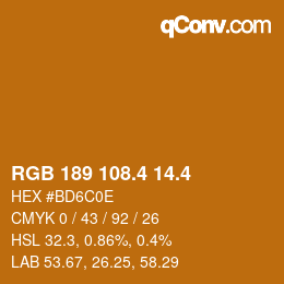カラーコード: RGB 189 108.4 14.4 | qconv.com