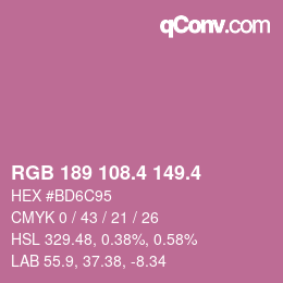 カラーコード: RGB 189 108.4 149.4 | qconv.com