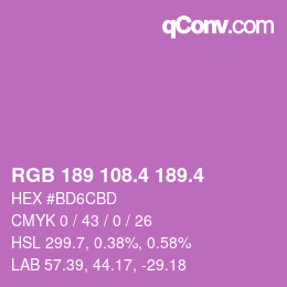 カラーコード: RGB 189 108.4 189.4 | qconv.com