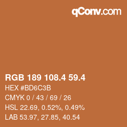 カラーコード: RGB 189 108.4 59.4 | qconv.com