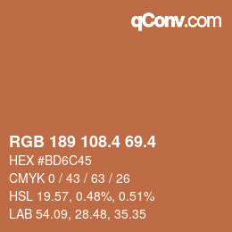 カラーコード: RGB 189 108.4 69.4 | qconv.com