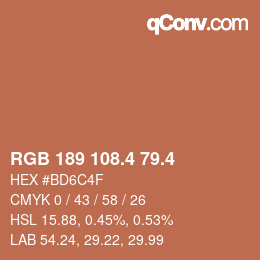 カラーコード: RGB 189 108.4 79.4 | qconv.com