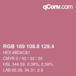 カラーコード: RGB 189 108.8 129.4 | qconv.com
