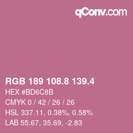 カラーコード: RGB 189 108.8 139.4 | qconv.com