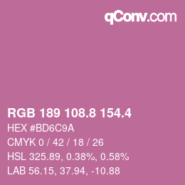 カラーコード: RGB 189 108.8 154.4 | qconv.com