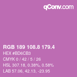 カラーコード: RGB 189 108.8 179.4 | qconv.com