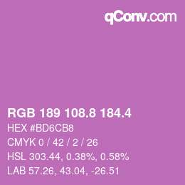 カラーコード: RGB 189 108.8 184.4 | qconv.com