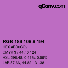 カラーコード: RGB 189 108.8 194 | qconv.com