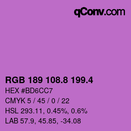 カラーコード: RGB 189 108.8 199.4 | qconv.com