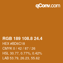 カラーコード: RGB 189 108.8 24.4 | qconv.com
