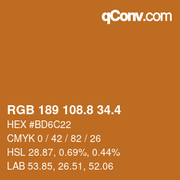 カラーコード: RGB 189 108.8 34.4 | qconv.com