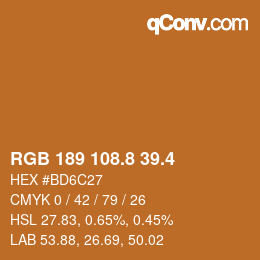 カラーコード: RGB 189 108.8 39.4 | qconv.com