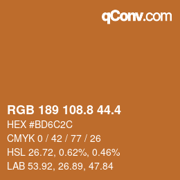 カラーコード: RGB 189 108.8 44.4 | qconv.com