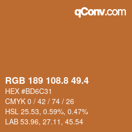 カラーコード: RGB 189 108.8 49.4 | qconv.com