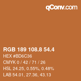 カラーコード: RGB 189 108.8 54.4 | qconv.com