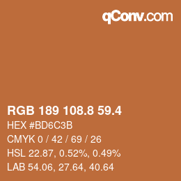 カラーコード: RGB 189 108.8 59.4 | qconv.com