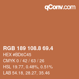 カラーコード: RGB 189 108.8 69.4 | qconv.com