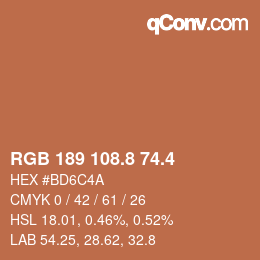 カラーコード: RGB 189 108.8 74.4 | qconv.com