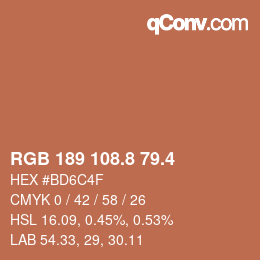 カラーコード: RGB 189 108.8 79.4 | qconv.com
