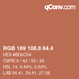 カラーコード: RGB 189 108.8 84.4 | qconv.com