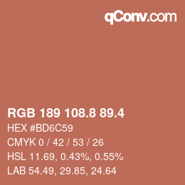 カラーコード: RGB 189 108.8 89.4 | qconv.com